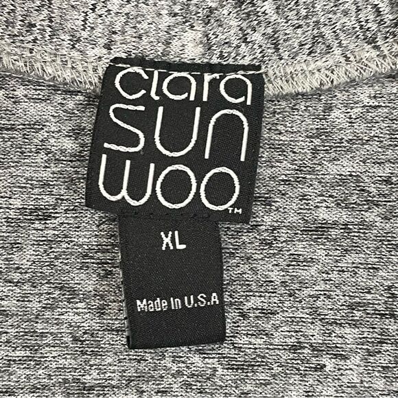 Clara SunWoo Gray Marbled Open Front Longline Cardigan Sweater Size XL - Picture 5 of 6